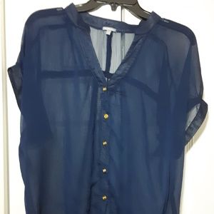 Charlotte Russe short sleeve navy blue blouse.